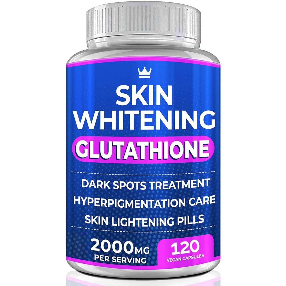 Glutathione Whitening Pills - 120 Capsules 2000mg Glutathione - Effective Skin Lightening Supplement - Dark Spots, Melasma & Acne Scar Remover, Hyperpigmentation Treatment - Anti-Aging Antioxidant