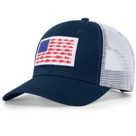 Naicissism American Fish Flag Trucker Hat, Fishing Gifts for Men, Outdoor Snapback Fishing Hat Perfect for Fishing and Daily Use
