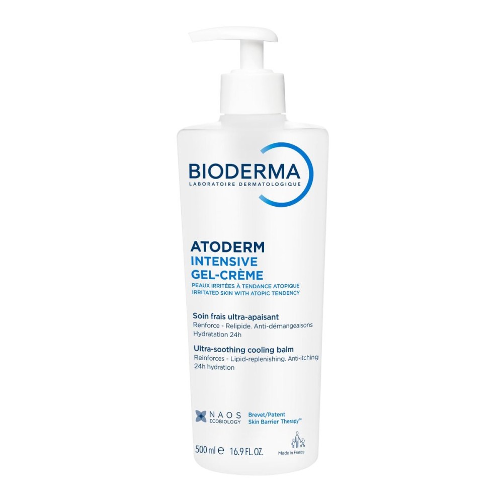 Bioderma Atoderm Intensive Gel-Cream, Soothing Body Moisturizer for Dry to Atopic Sensitive Skin, 24-Hour Hydration, 16.9 Fl Oz