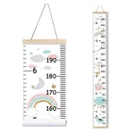 MinoMia Kids Growth Chart, Wood Frame Fabric Canvas Height Measurement Ruler from Baby to Adult for Child\'s Room Decoration 7.9 x 79in (7.9 x 79in, Rainbow)