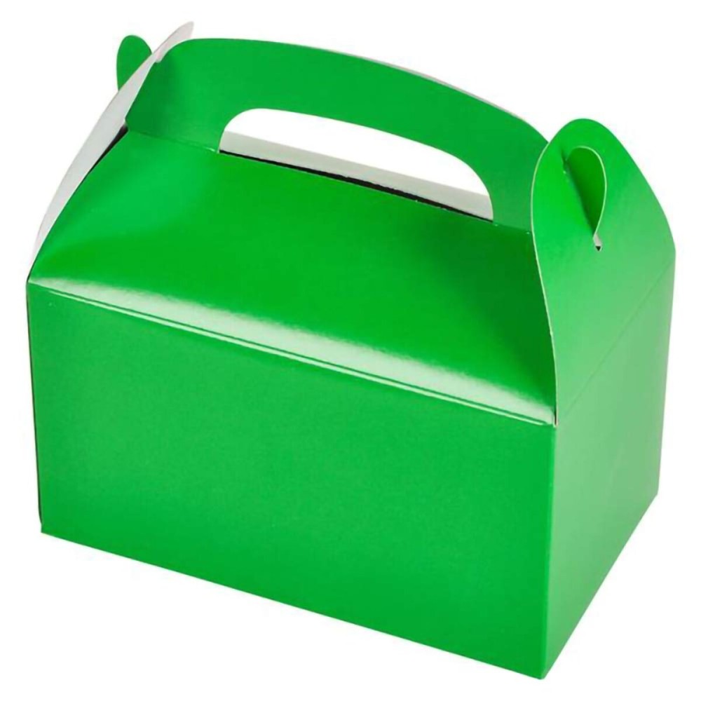 Gable Treat Boxes, Goodies Favor Gift-Box for Kids Birthday Party Favors, Weddings Events, Baby Shower, 6.25 x 3.5 x 3.5 Inch (Green Treat Box, 12-Pack)