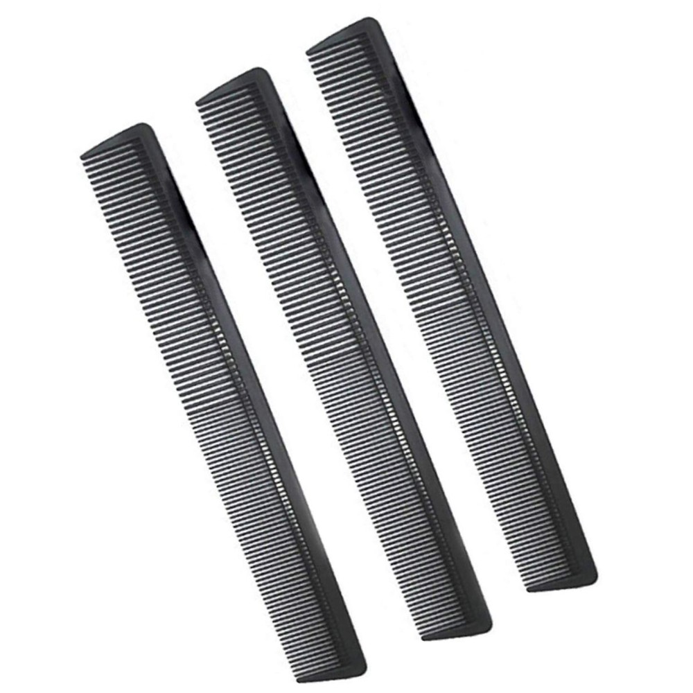 3 Pack Carbon Fiber Cutting Comb - Professional 8.15\' Styling Comb for All Hair Types, Fine and Wide Tooth