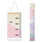 MinoMia Kids Growth Chart, Wood Frame Fabric Canvas Height Measurement Ruler from Baby to Adult for Child\'s Room Decoration 7.9 x 79in (7.9 x 79in, Colorful)