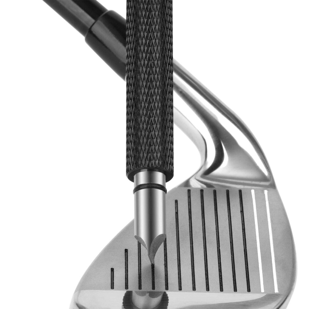 Bulex Golf Club Groove Sharpener, Re-Grooving Tool and Cleaner for Wedges & Irons - Generate Optimal Backspin - Suitable for U & V-Grooves, Black