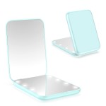 WOBSION Small Mirror with Lights,LED Compact Makeup Mirror,1x/3x Mini Travel Mirror with Magnification,Portable for Purse,Pocket,Gifts for Girls,Cyan