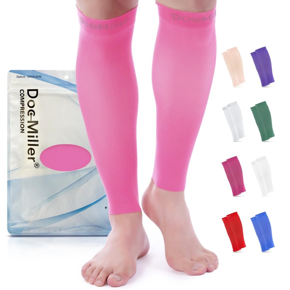 Doc Miller Compression Calf Sleeve for Men & Women - 15-20mmHg Graduated Support, Shin Splint Relief, Running & Sports Recovery, Knee High Calf Sleeves, 1 Pair