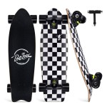 BELEEV Cruiser Skateboards for Beginners, 27 Inch Complete Skateboard for Kids Teens Adults, 7 Ply Canadian Maple Double Kick Deck Concave Trick Skateboard (Black)