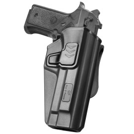 Gun&Flower OWB Holster for Beretta 92FS / M9 / 92FS with Rail, Right Hand Paddle Holster with Index Finger Release, Adjustable Cant, Level II Retention - No Optic Compatibility