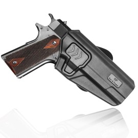1911 Holster OWB Paddle - Index Finger Release, Fits 5\'\' Colt/Kimber/Springfield 1911 Without Rail, 360 Adjustable Carry - Right Handed Polymer Holster