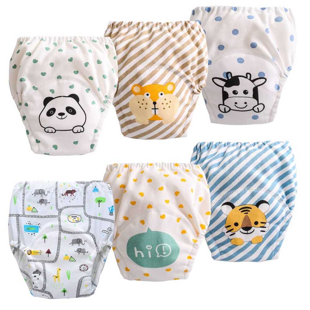 6 Pack Potty Training Pants for Boys Girls, Learning Designs Training Underwear Pants(1T)