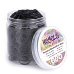 HOYOLS 3/4 Inches Black Hair Rubber Bands for Hair Ties Small Mini Elastics Bands Large Braiding Ponytail Holders for Baby Toddler Girls Kids No Damage 600pcs (M) Latex-Free