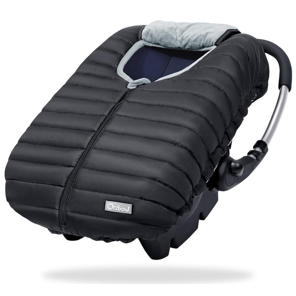 Orzbow Winter Carseat Cover for Baby, Baby Car Seat Cover for Boys & Girls, Warm Infant Car Seat Covers with Plush Lining for Cold Weather, Waterproof, Universal Fit, Newborn Essentials, Black