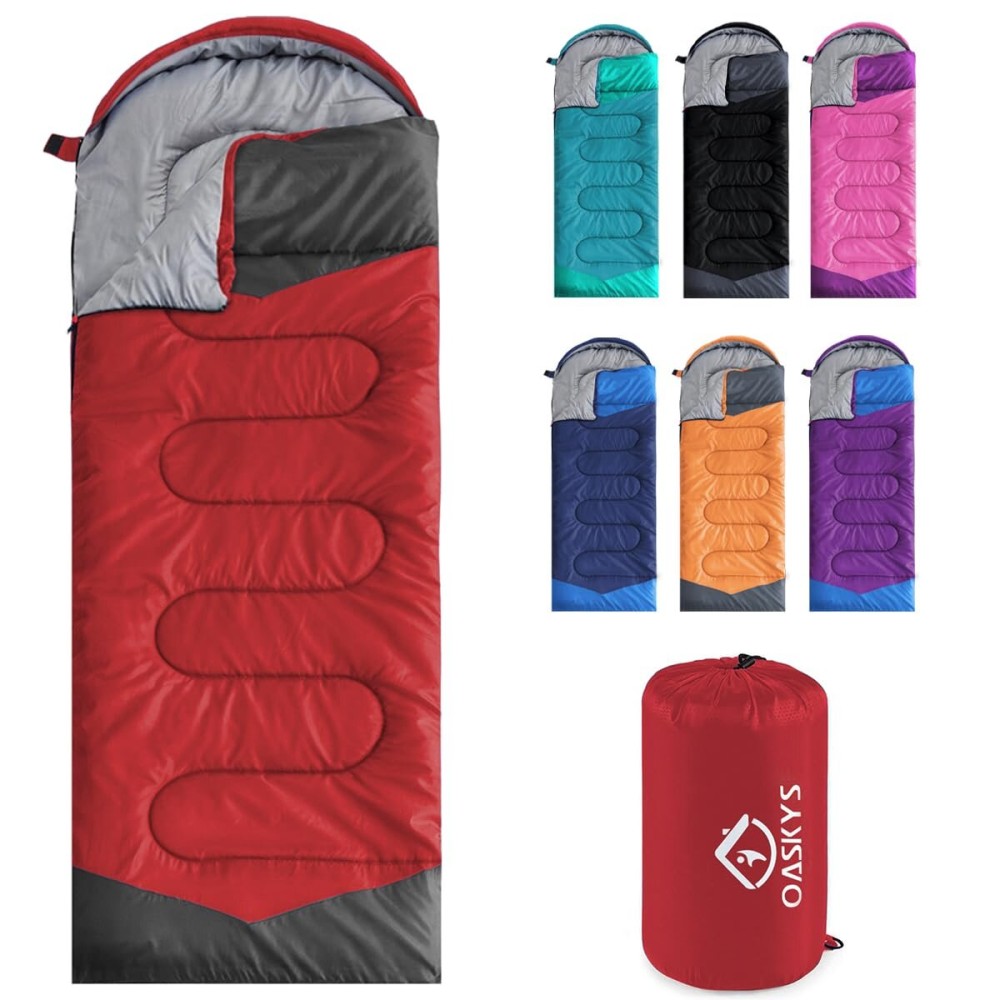 oaskys Camping Sleeping Bag - 3 Season Warm & Cool Weather - Summer Spring Fall Lightweight Waterproof for Adults Kids - Camping Gear Equipment, Traveling, and Outdoors