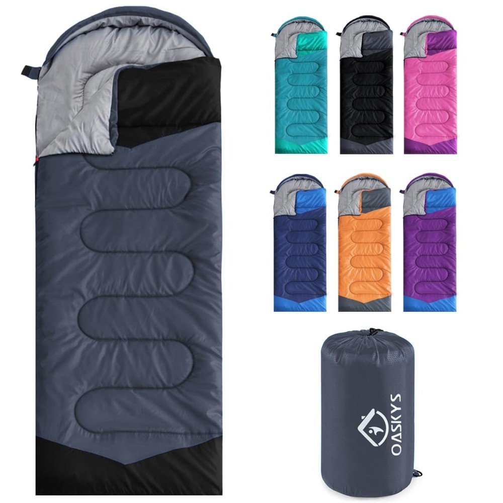 oaskys Camping Sleeping Bag - 3 Season Warm & Cool Weather - Summer Spring Fall Lightweight Waterproof for Adults Kids - Camping Gear Equipment, Traveling, and Outdoors