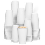 GUSTO [16 oz. - 200 count] Disposable White Paper Cups, Hot Coffee Cups - Eco-Friendly Hot Cups
