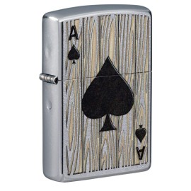 Zippo Ace of Spades Design Street Chrome Pocket Lighter, One Size