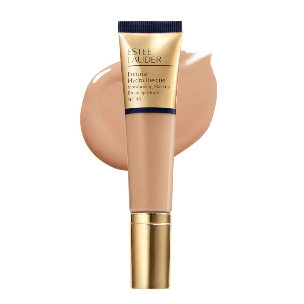 Este Lauder Futurist Hydra Rescue Moisturizing Foundation Makeup SPF 45 for a 12-Hour Glow, 1.2 Fl Oz, 4N1 Shell Beige