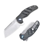 Kizer C01c (XL) Sheepdog Pocket Knife, 154CM Sheepsfoot Blade Folding Knife with Gray Carbon Fiber G10 Handle, Camping Knives with Clip for Men Women, EDC Hunting Survival Knives, V5488C3