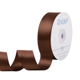 QIANF 1 Inch Double Face Satin Ribbon Brown Ribbon for Gift Wrapping Hair Bows Making Chair Sash Valentine\'s Day Wedding Birthday Party Invitation Decorations Floral Craft Sewing, 25 Yards
