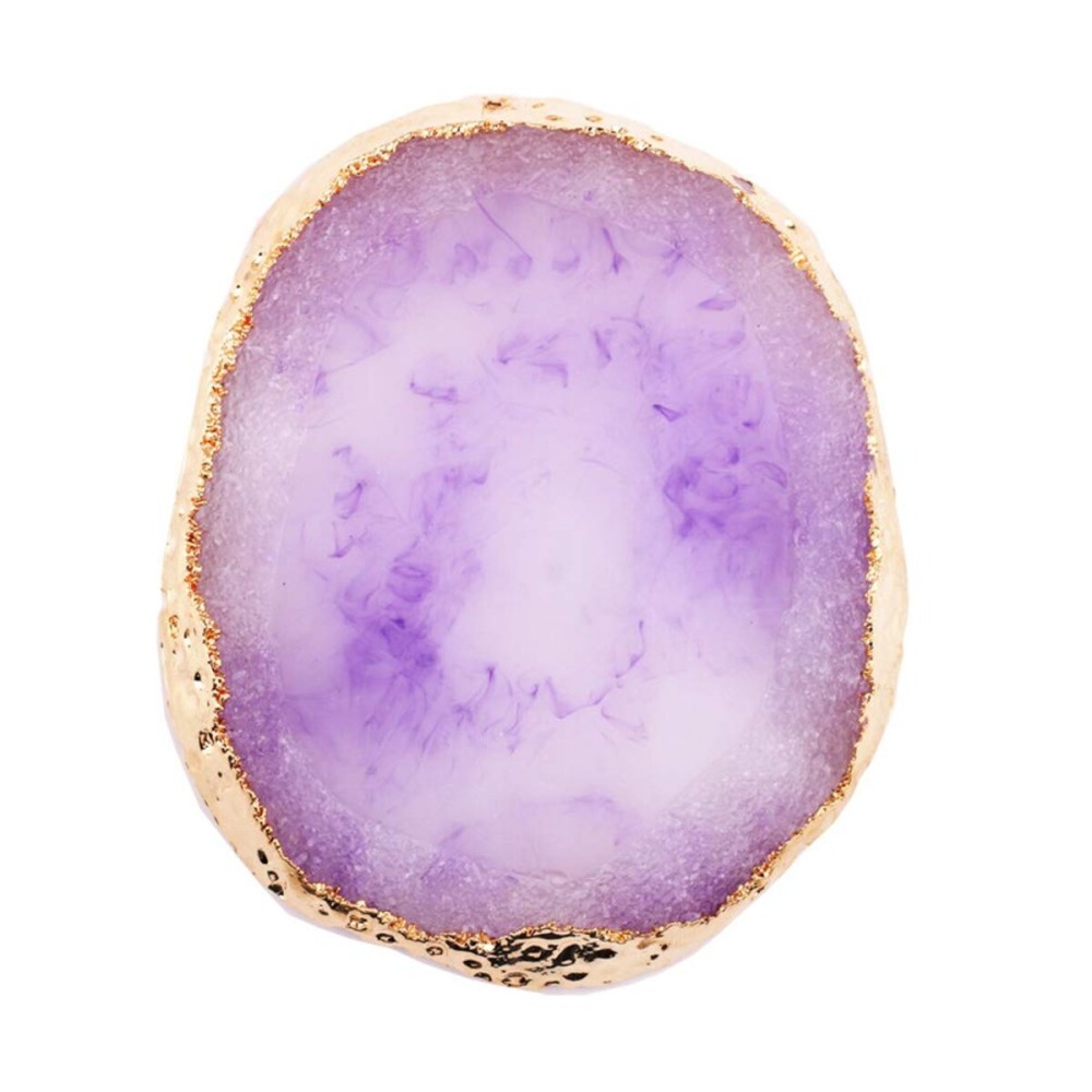 JASSINS Resin Nail Art Palette,Nail Art Painting Mixed Color Palette Gold Edge Nail Gel Color Makeup Display Board (Purple)