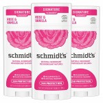 Schmidt\'s Aluminum Free Natural Deodorant for Women and Men, Rose + Vanilla with 24 Hour Odor Protection, Certified Cruelty Free, Vegan Deodorant, 3.25 Ounce (Pack of 3)