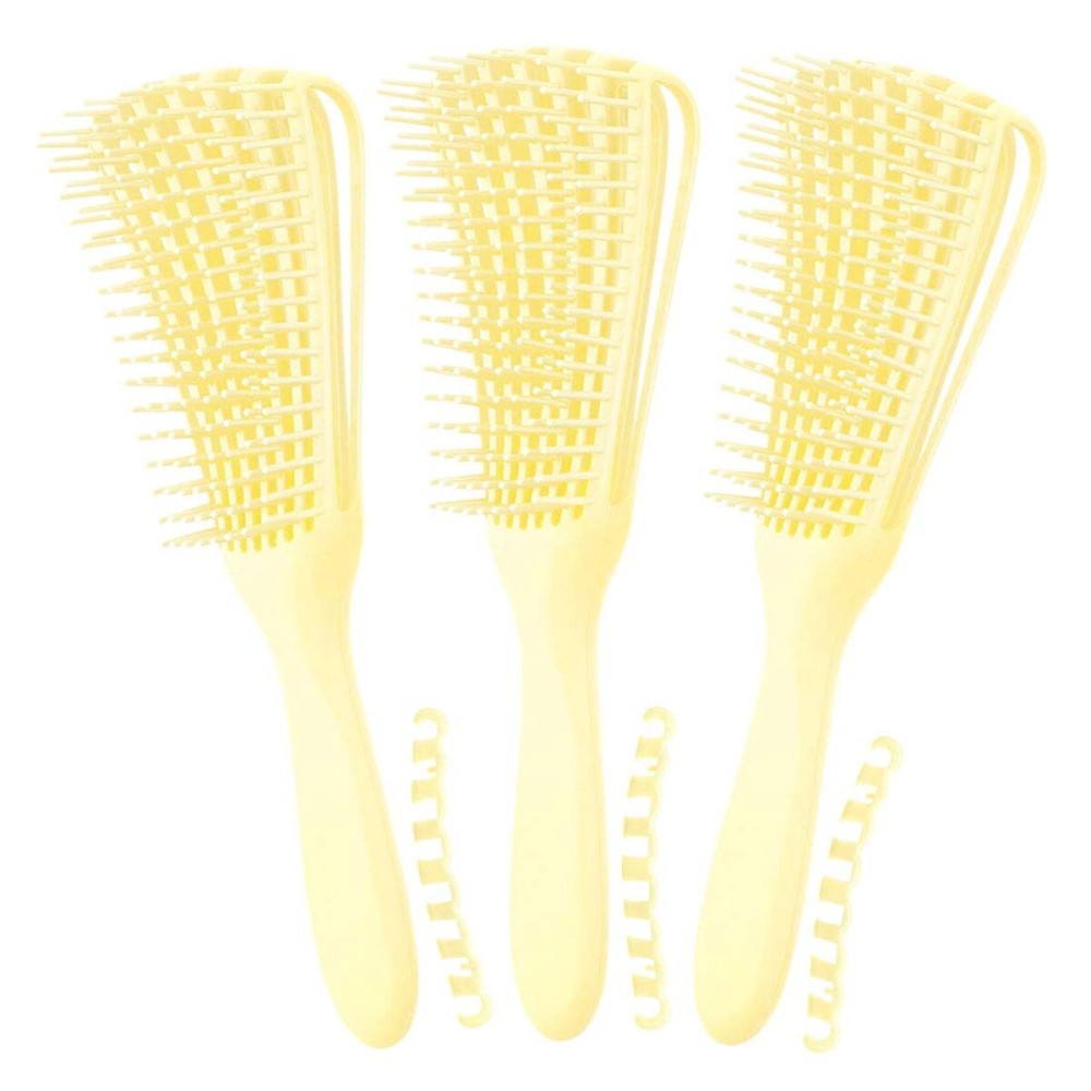 Detangling Brush for Afro American/African Textured 3a to 4c Kinky, Wavy, Curly, Coily Hair - Scalp Massaging Knot Remover Comb for Women\'s Wet, Dry, Oily, Thick or Long Hair (3 pcs, Purple-B-P)