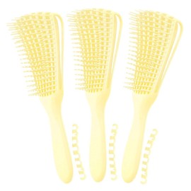 Detangling Brush for Afro American/African Textured 3a to 4c Kinky, Wavy, Curly, Coily Hair - Scalp Massaging Knot Remover Comb for Women\'s Wet, Dry, Oily, Thick or Long Hair (3 pcs, Purple-B-P)