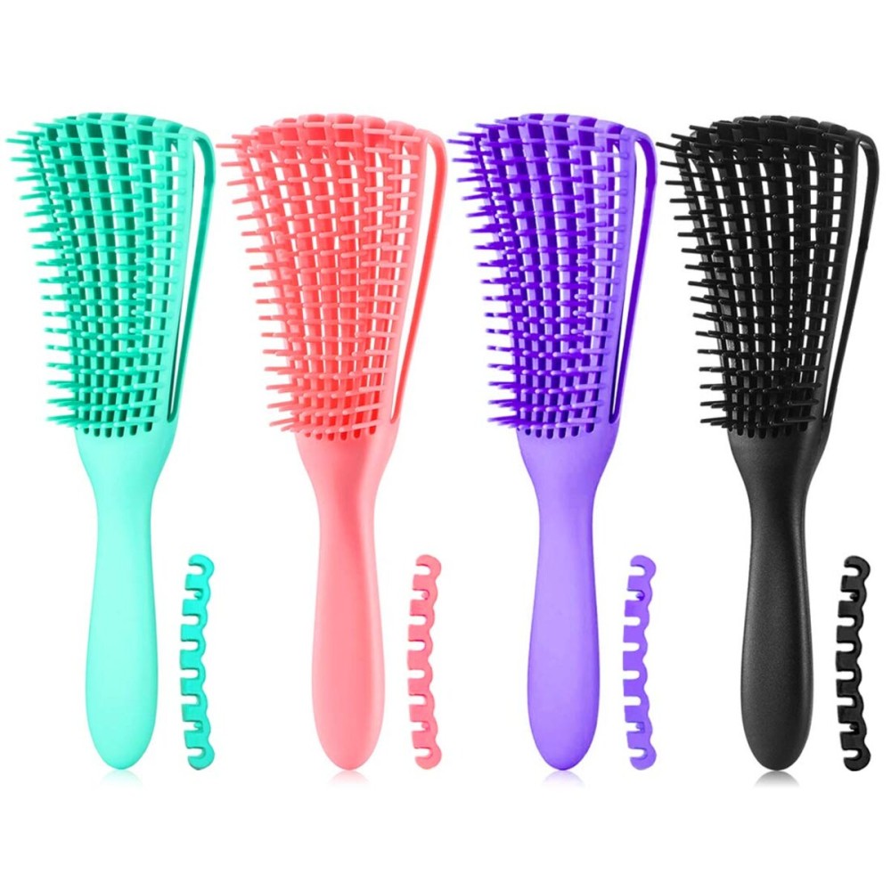 A.DASHER Detangling Hair Brush for Afro America/African Hair Textured 3a to 4c, Knots Detangler Scalp Massage Comb for Women (3 pcs, Purple)