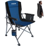 XGEAR Portable Camping Chair for Adutls - Heavy Duty Outdoor Camp Chairs - Folding Lawn Chair with Padded Hard Armrest Cup Holder Storage Pocket - Collapsible for Outdoor Fishing Garden
