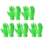 Evridwear Microfiber Dusting Gloves, Dusting Cleaning Glove for Plants, Blinds, Lamps and Small Hard to Reach Corners, 5 Pairs (Green L/XL)