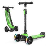 besrey Kick Scooter for Kids Ages 3-10, 3-Wheel Folding Scooter with Adjustable Height, LED Light Wheels, Extra Wide Deck for Outdoor Activities