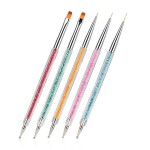 FULINJOY Pack of 5 Nail Art Brushes, Double-ended Nail Dotting Pen Liner Brush Nail Art Point Drill Drawing Tools Set