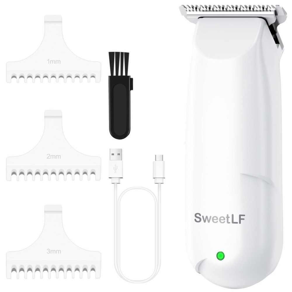 SweetLF Hair Clippers, Silent Cordless Hair Trimmer, Mini Hair Cutting Kit with 3 Guide Combs, USB Rechargeable, Portable, White