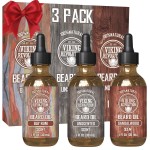 Viking Revolution Beard Oil for Men 3 Pack - Natural Mens Beard Oil Variety Set 2 - Sandalwood, Unscented and Bay Rum Scents - Beard Conditioning and Moisturizing for a Healthy Beard (3 Pack, 1oz)