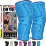 Knee Brace for Meniscus Tear 2 Pack, Knee Compression Sleeve for Men and Women, Knee Support for Arthritis, Swelling, Inflammation, ACL, Pain Relief, Running, Workout, Sports and Recovery Blue M
