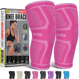 Knee Brace for Meniscus Tear 2 Pack, Knee Compression Sleeve for Men and Women, Knee Support for Arthritis, Swelling, Inflammation, ACL, Pain Relief, Running, Workout, Sports and Recovery Pink XL