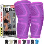 Knee Brace for Meniscus Tear 2 Pack, Knee Compression Sleeve for Men and Women, Knee Support for Arthritis, Swelling, Inflammation, ACL, Pain Relief, Running, Workout, Sports and Recovery Purple L