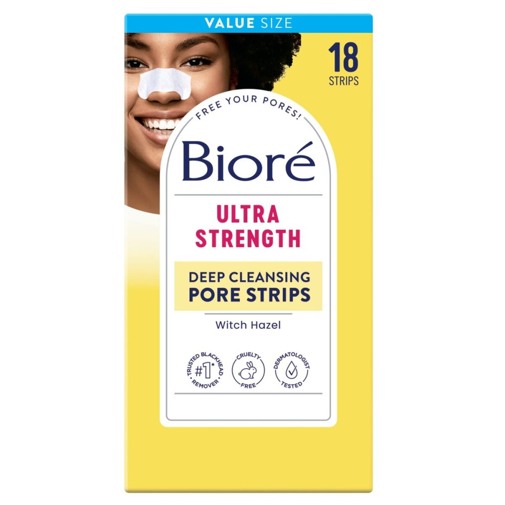 Bior Witch Hazel Ultra Strength Blackhead Remover Pore Strips, Clears Pores up to 2x More than Original Pore Strips, features C-Bond Technology, Oil-Free, Non-Comedogenic Use, 18 Count