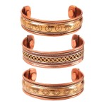 Touchstone copper bracelets | gift for men women |adjustable 100% pure solid real magnetic jewelry | handmade bracelet set combo | rope braided tibetan bangles. Set of 3 different designs