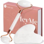 BAIMEI IcyMe Jade Roller & Gua Sha Set Face Roller and Gua Sha Facial Tools for Skin Care Routine and Puffiness, Self Care Gift for Men Women - White