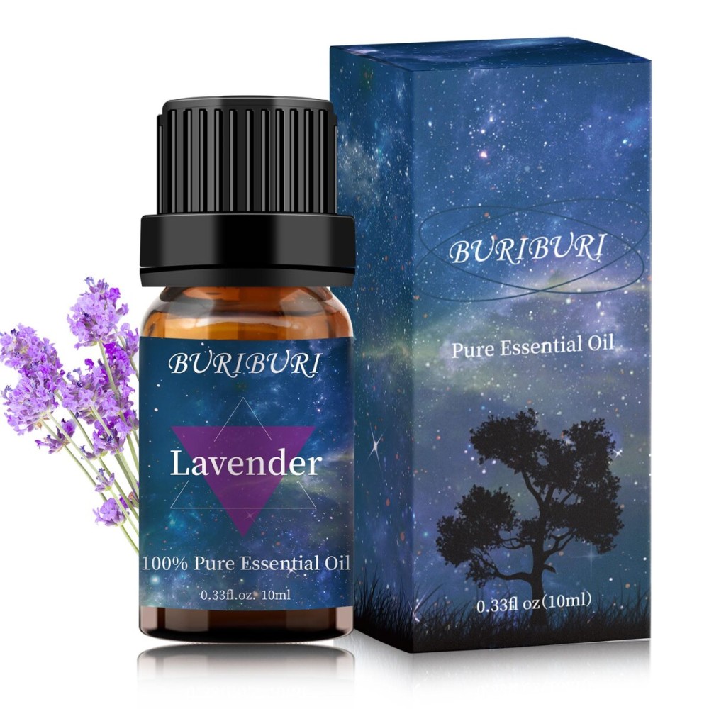 BURIBURI Lavender Essential Oil for Diffuser, Skin, Soap & Candle Making, 100% Pure Undiluted Natural Organic Lavender Aromatherapy Oils 10ml