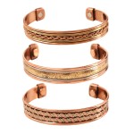 Touchstone copper bracelets | gift for men women |adjustable 100% pure solid real magnetic jewelry | handmade bracelet set combo | rope braided tibetan bangles. Set of 3 different designs