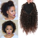 ROSESSEA Short Afro Kinky Curly Ponytail Hair Piece for African American Ponytail Extension Synthetic Afro Kinky Curly Ponytail for Women (Mix Dark Brown(1B/33))