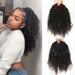 ROSESSEA Short Afro Kinky Curly Ponytail Hair Piece for African American Ponytail Extension Synthetic Afro Kinky Curly Ponytail for Women (Natural Black(2))