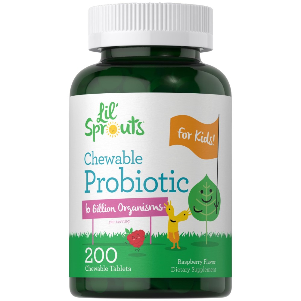 Carlyle Probiotics for Kids Chewable | 200 Count | 6 Billion CFUs | Raspberry Flavor | Non-GMO & Gluten Free Supplement | by Lil\' Sprouts