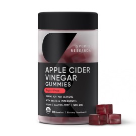 Organic Apple Cider Vinegar Gummies with The Mother - USDA Organic, Vegan Certified & Non-GMO Verified (60 Vegan Gummies)