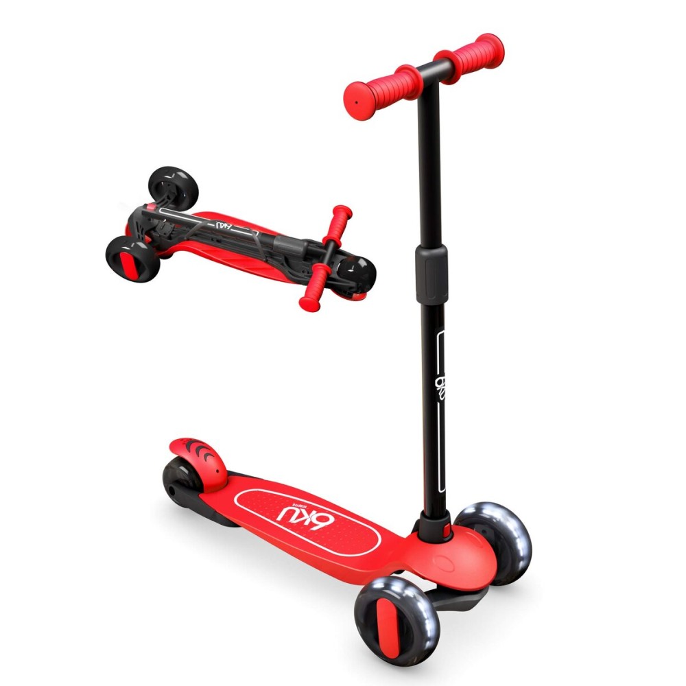 6KU Scooter for Kids Ages 3-10 with Flash Wheels, Kids Scooter 4 Adjustable Height, Toddler Scooter Extra-Wide PU LED Wheels, 3 Wheel Scooter for Kids for Girls & Boys Learn to Steer(red)