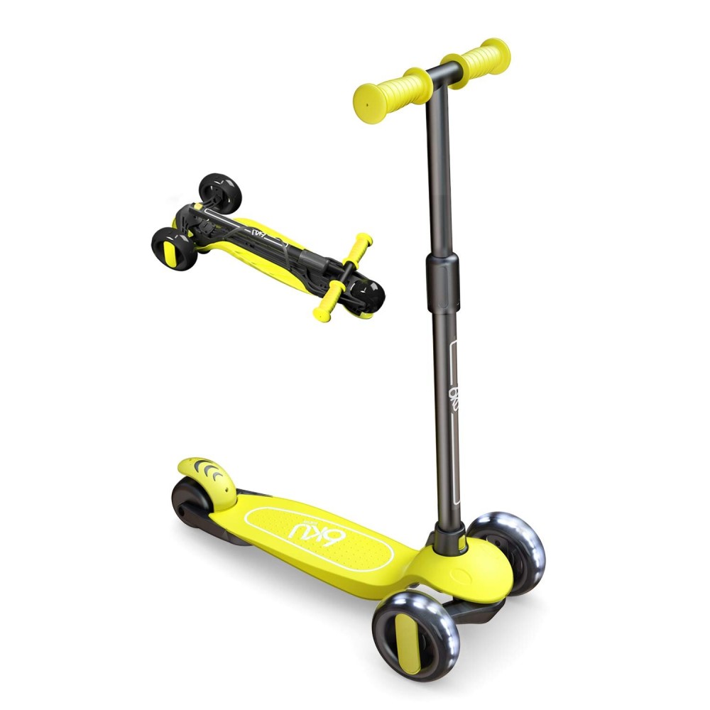 6KU Scooter for Kids Ages 3-10 with Flash Wheels, Kids Scooter 4 Adjustable Height, Toddler Scooter Extra-Wide PU LED Wheels, 3 Wheel Scooter for Kids for Girls & Boys Learn to Steer(Yellow)