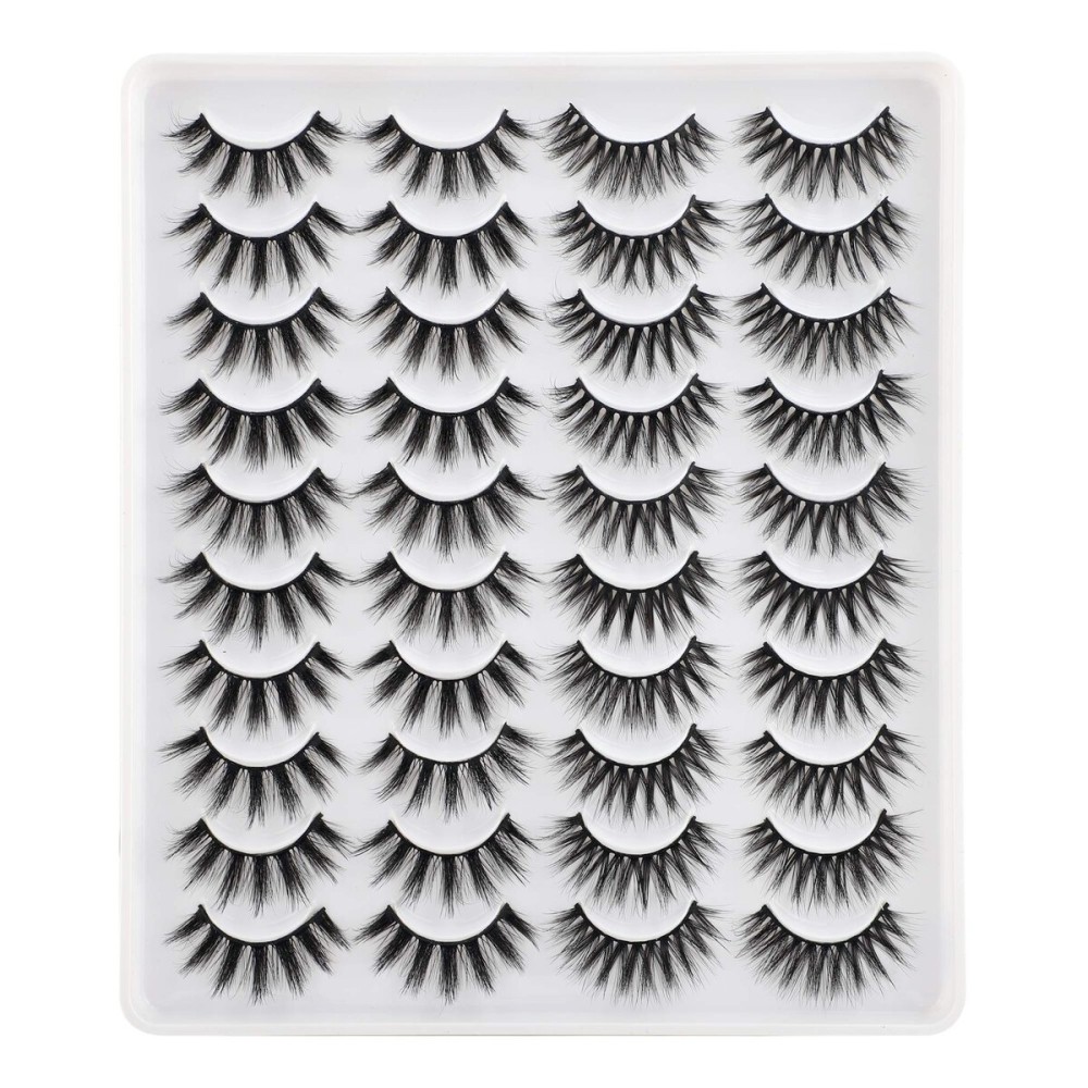 Lanflower Natural Lashes Pack Faux Mink Lashes Handmade Wholesale Strip Lashes 20 Pairs 2 Styles