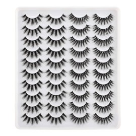 Lanflower Natural Lashes Pack Faux Mink Lashes Handmade Wholesale Strip Lashes 20 Pairs 2 Styles